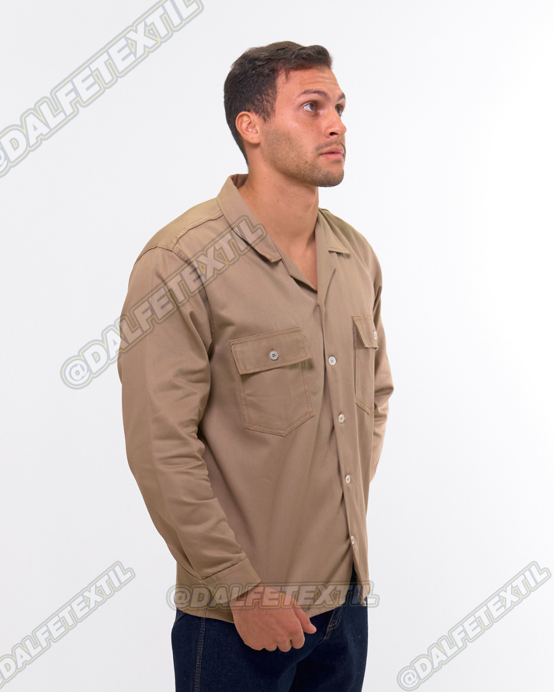 Camisa Drill Fantasía 100% Algodón Manga Larga Caballero