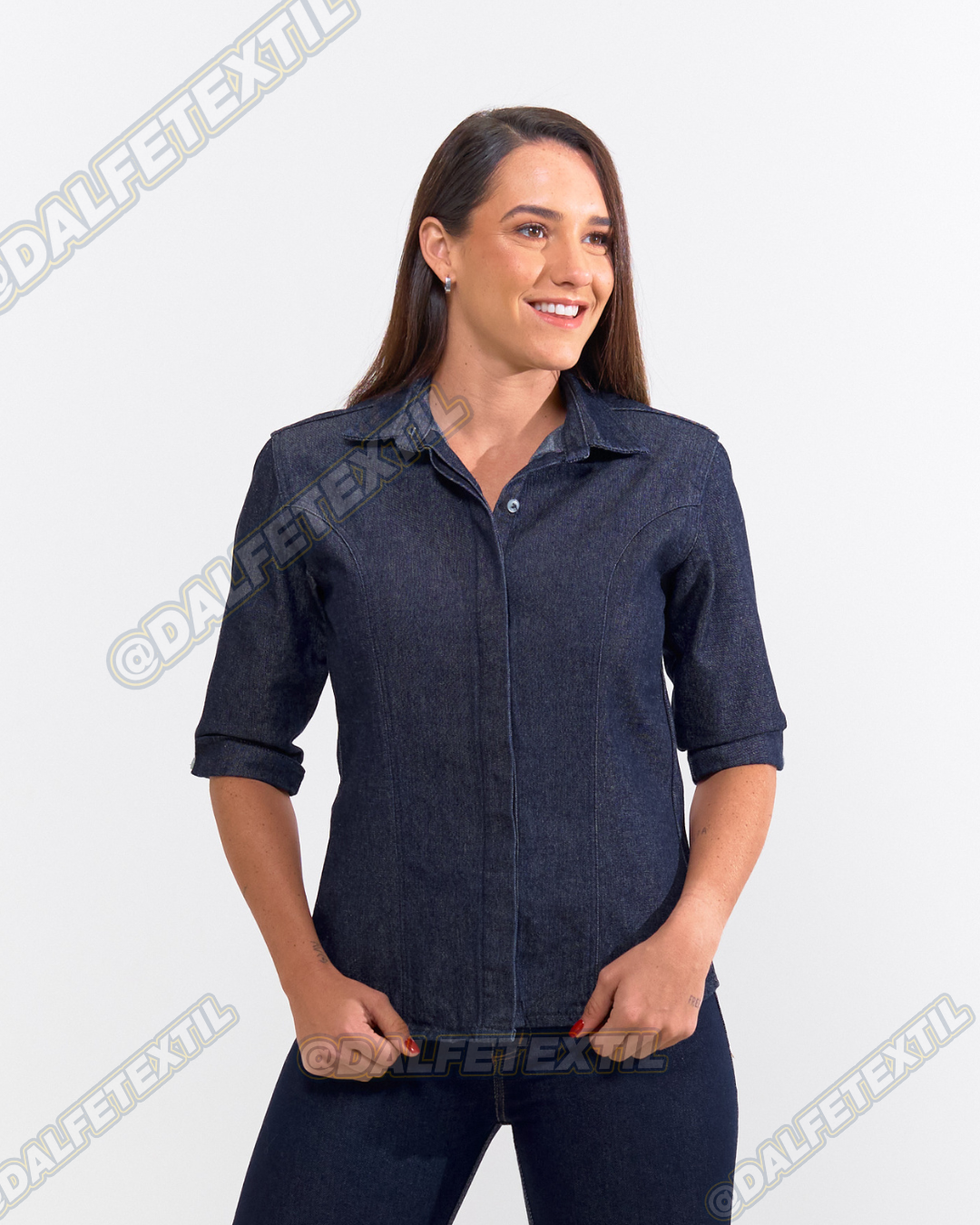 Camisa Chambray Manga Corta Dama